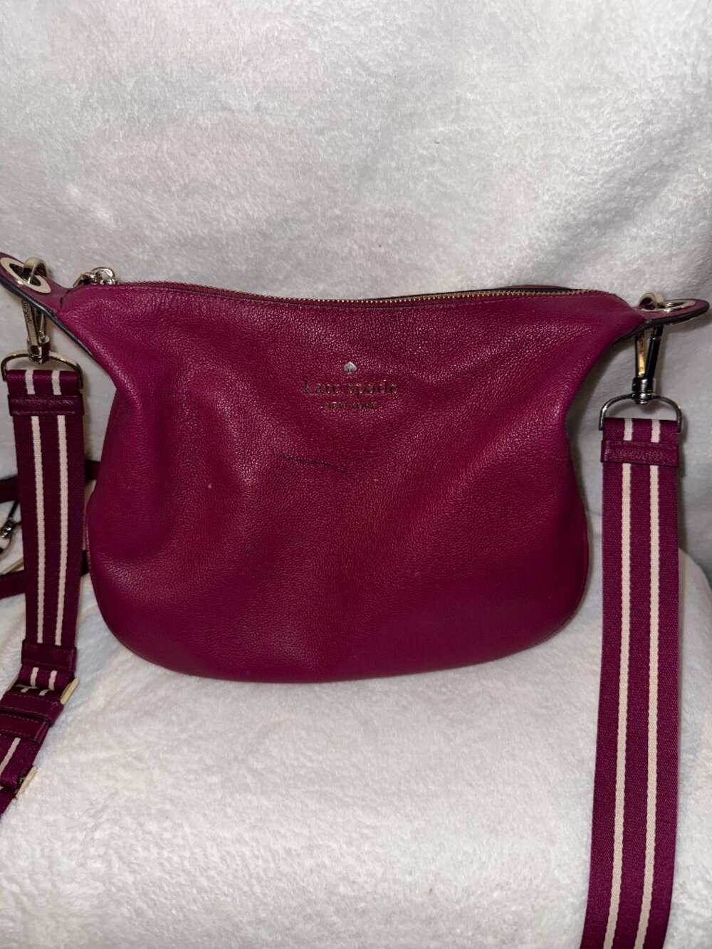 Kate Spade New York Pebbled Leather Crossbody/Shoulder Bag - Burgundy